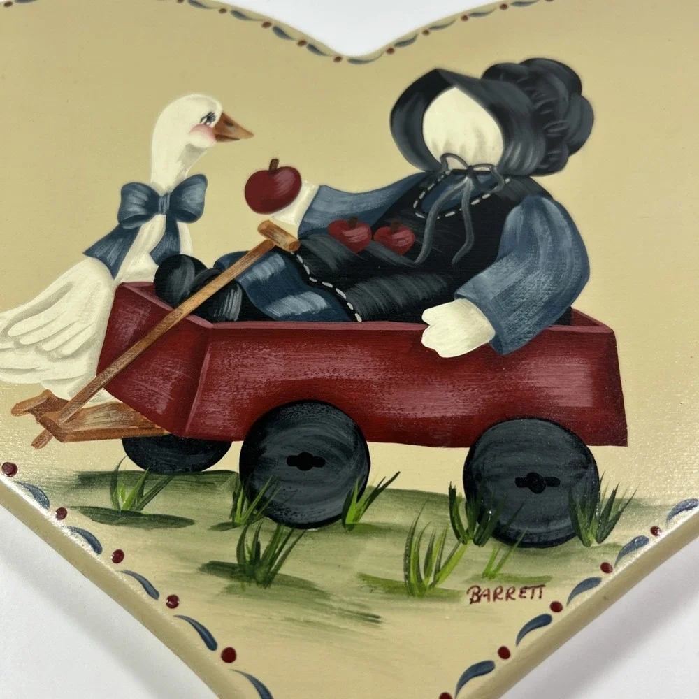 Country Decor Wooden Plaque Amish Wagon Duck Painted‎ Barrett